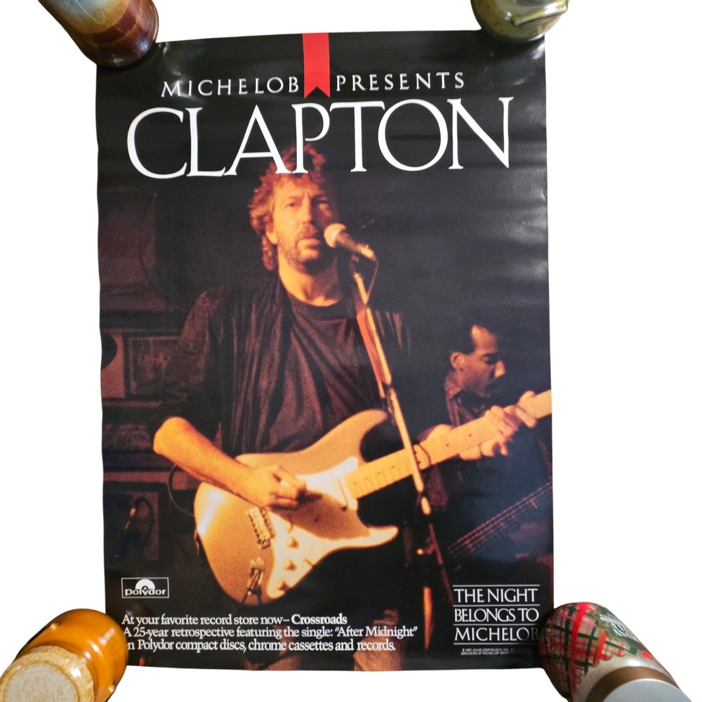 Eric Clapton Crossroads 20x28 Promo Poster 1987 Michelob Beer Vintage Polydor